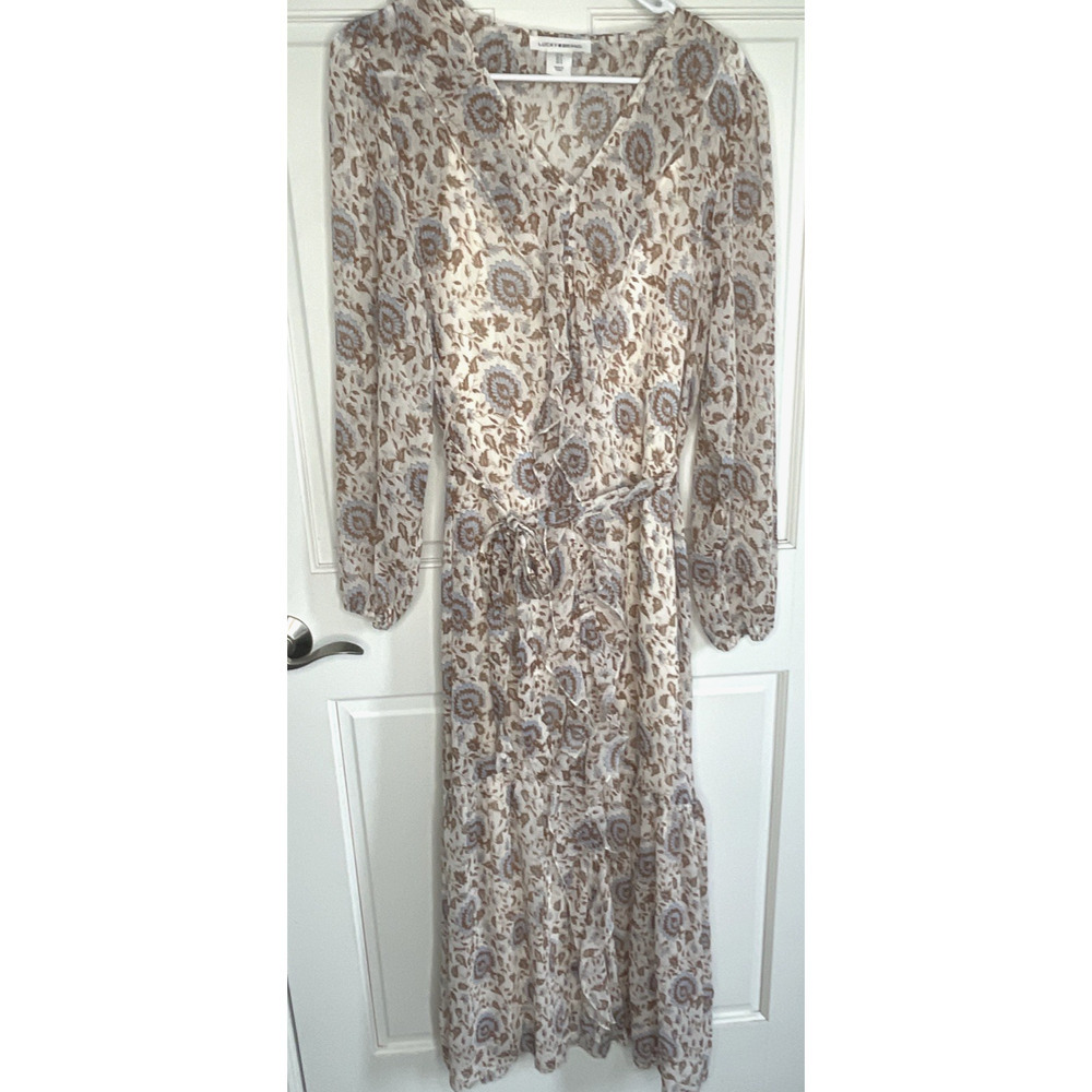 Lucky Brand Women’s Bohemian Ruffle Maxi Dress Size S Floral Cottage Peasant - Picture 2 of 16